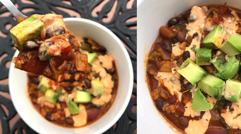 Amazing Vegan Chili with Sriracha Lime&nbsp;Crema