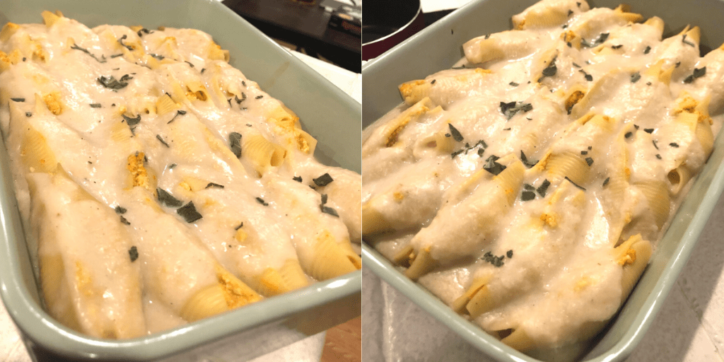 Vegan Pumpkin Stuffed Shells w/ Garlic Alfredo&nbsp;Sauce